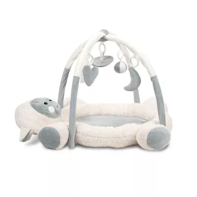 Saltea de activitate, Play Gym Mary, material plusat moale, 95 x 95 cm, 0 luni+, Grey