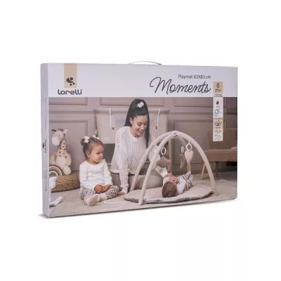 Saltea de activitati pentru bebelusi, Moments, jucarii textile cu sunet si zornaitoare, 83x83 cm, 0 luni+, Pink