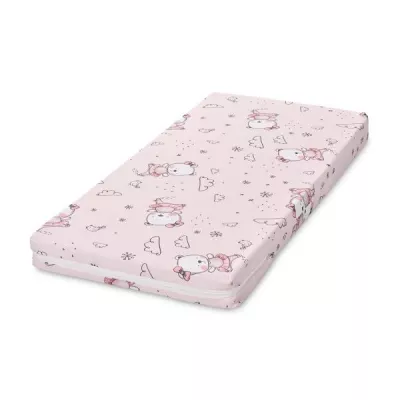 Saltea patut balansoar, First Dreams, 90 x 42 x 6 cm, spuma elastica, Pink Ballerina Bear
