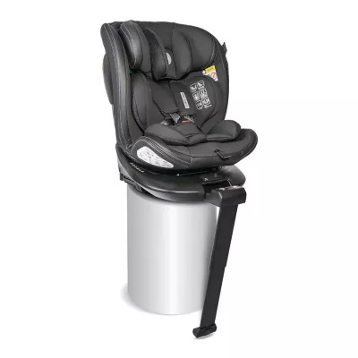 Scaun auto Estate, isofix, cu picior de sprijin, baza rotativa 360 grade, de la 0 luni pana la 12 ani, 40-150 cm, Negru Jasper