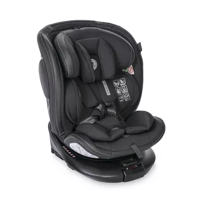 Scaun auto Estate, isofix, cu picior de sprijin, baza rotativa 360 grade, de la 0 luni pana la 12 ani, 40-150 cm, Negru Jasper