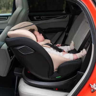 Scaun auto pentru copii, Concord Pro, Isofix, picior de sprijin, rotativ 360, cu perna de calatorie, 40-150 cm, 0 luni-12 ani, Beige