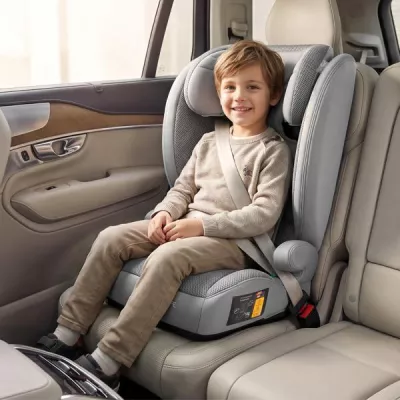 Scaun auto pentru copii, Nube Safe, protectie laterala EPS, tetiera reglabila, husa respirabila, 3-12 ani, 100-150 cm, Beige