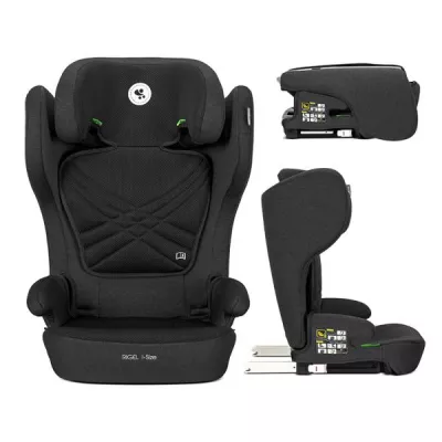 Scaun auto pentru copii, Rigel, i-Size, Isofix, pliabil pentru depozitare usoara, tetiera reglabila, 3 ani-12 ani, 100-150 cm, Black