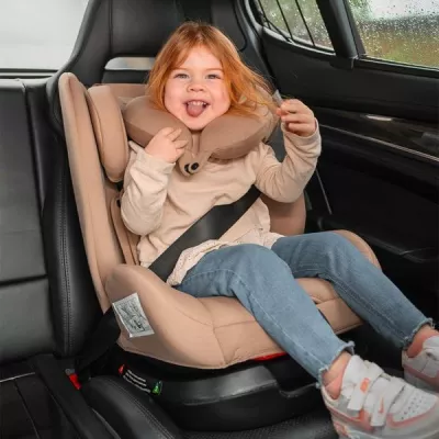 Scaun auto pentru copii, Voyager, i-Size, inclusa pernuta de calatorie, tetiera reglabila, 0 luni-12 ani, 40-150 cm, Grey