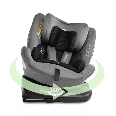 Scaun auto Phoenix, i-Size, Isofix, rotativ, de la 0 luni pana la 12 ani, 40-150 cm, Gri Jasper