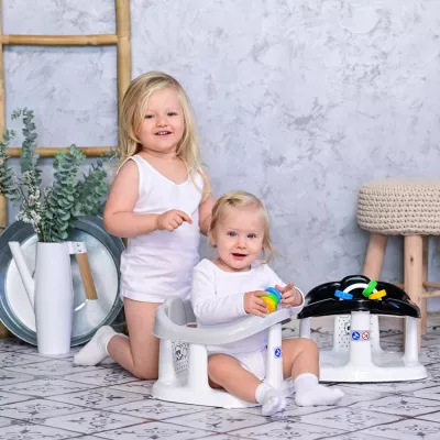 Scaun de baie pentru bebe, antiderapant, Panda, Little Stars Grey