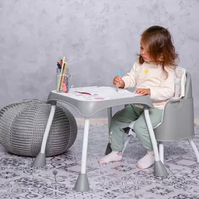 Scaun de masa inalt pentru copii, Trick, convertibil 3in1, Green Net
