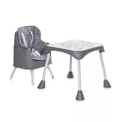 Scaun de masa inalt pentru copii, Trick, convertibil 3in1, Grey Candy