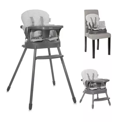 Scaun de masa pentru copii 3 in 1, Siesta, Grey Leather