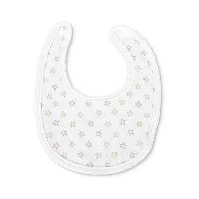 Set 2 bavete bumbac pentru nou-nascut, inchidere cu velcro, potrivit pentru hranire si in perioada eruptiei dentare, 0 luni+, White