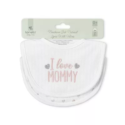 Set 2 bavete bumbac pentru nou-nascut, inchidere cu velcro, potrivit pentru hranire si in perioada eruptiei dentare, 0 luni+, Pink