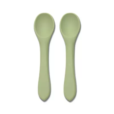 Set 2 lingurite din silicon natural, 6 luni+, Fresh Green