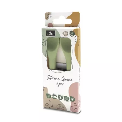 Set 2 lingurite din silicon natural, 6 luni+, Fresh Green