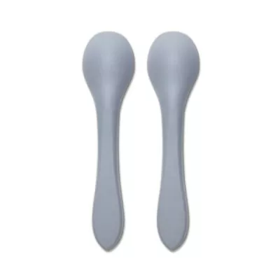Articole hranire copii - Set 2 lingurite din silicon natural, 6 luni+, Grey, bebelorelli.ro