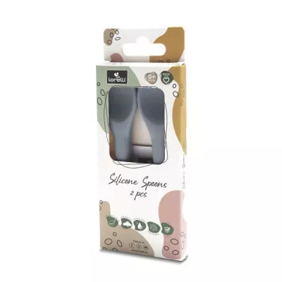 Set 2 lingurite din silicon natural, 6 luni+, Grey