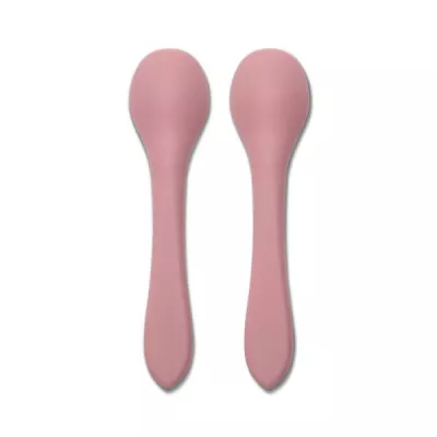 Articole de hranire 0-3 ani - Set 2 lingurite din silicon natural, 6 luni+, Pink, bebelorelli.ro