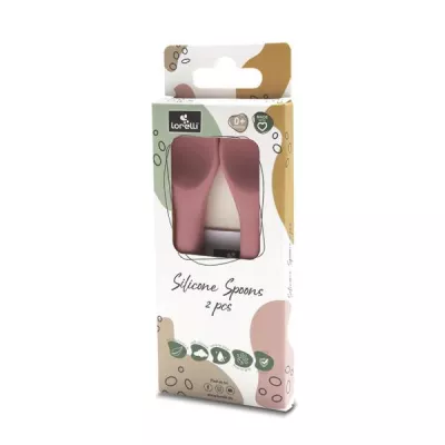 Set 2 lingurite din silicon natural, 6 luni+, Pink