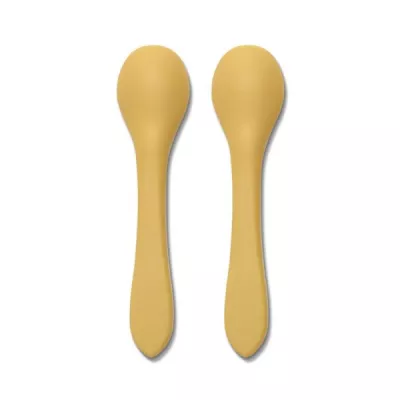 Set 2 lingurite din silicon natural, 6 luni+, Yellow