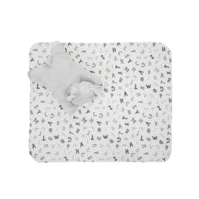 Set 2 piese, paturica moale 90 x 75 cm, pernuta in forma de ursulet 45 x 30 cm, Poffy, 0 luni+, Grey