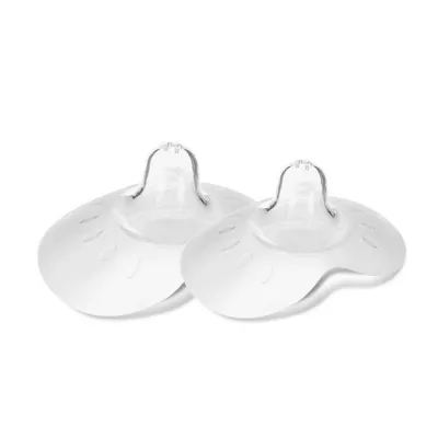Pompe de san - Set 2 protectoare pentru mamelon, din silicon moale, forma anatomica, marime S, Silicon, bebelorelli.ro