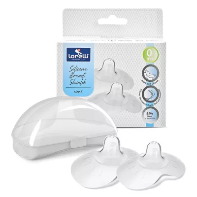 Set 2 protectoare pentru mamelon, din silicon moale, forma anatomica, marime S, Silicon