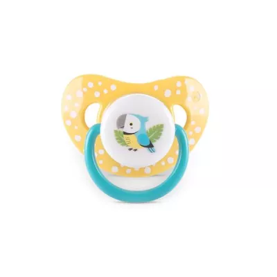 Set 2 suzete cu capac, silicon moale, tetina rotunda, 6 luni+, Yellow Blue Set 2 suzete cu capac, silicon moale, tetina rotunda, 6 luni+, Yellow Blue