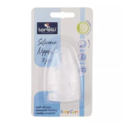 Biberoane, tetine si accesorii - Set 2 tetine silicon S,  debit lent, 0 luni+, bebelorelli.ro