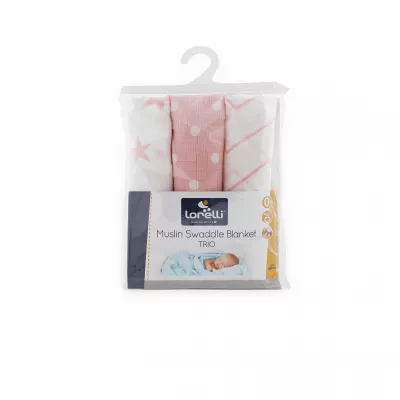 Set 3 scutece pled muselina, 80x80 cm, Pink Mix