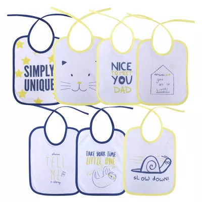 Set 7 bavete, bumbac ambele fete, 20 X 25,5 cm, inchidere cu snur, unisex