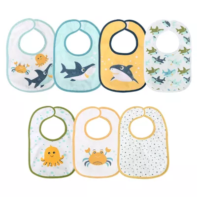 Set 7 bavete bumbac si peva, 30 x 19 cm, inchidere cu banda velcro, unisex