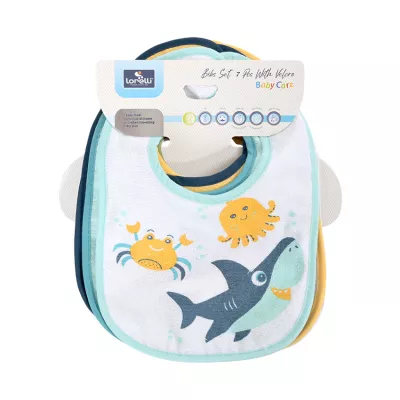 Set 7 bavete bumbac si peva, 30 x 19 cm, inchidere cu banda velcro, unisex