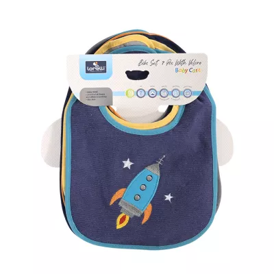 Set 7 bavete bumbac si peva, 30 x 19 cm, inchidere cu banda velcro, baietei