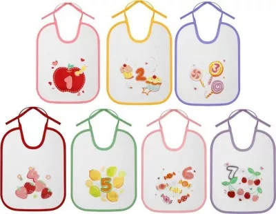 Set 7 bavete zilele saptamanii, big, bumbac, inchidere cu snur, Girl