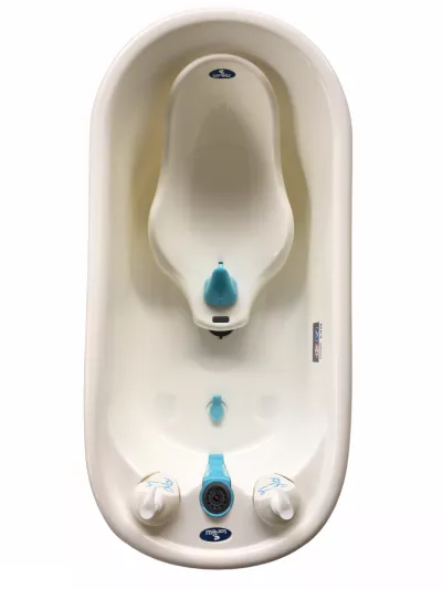Set cadita 88 cm cu termometru, reductor si accesorii, White Blue