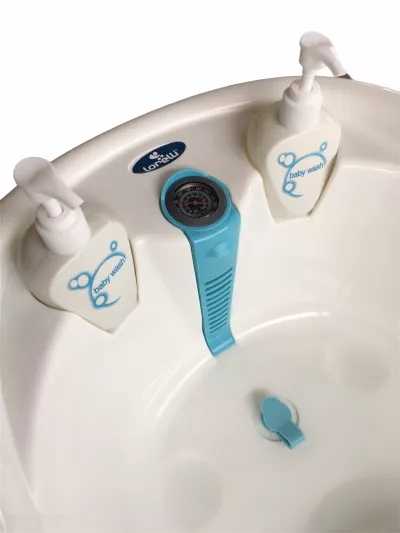 Set cadita 88 cm cu termometru, reductor si accesorii, White Blue