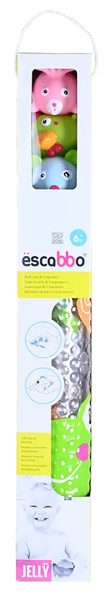 Set de baie 4 piese, Knorr Toys, include covoras de baie din PVC 69x39 cm si 3 jucarii animalute, 0 Luni+