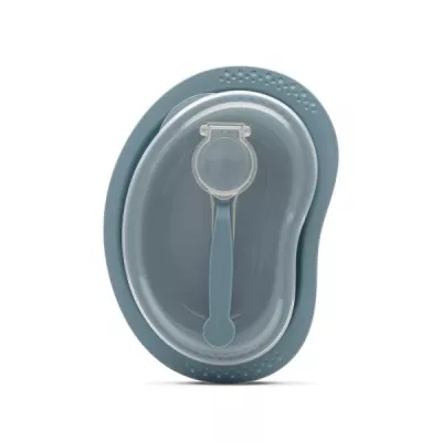Set de hranire 3 piese, contine farfurie, castron cu capac, lingurita, 6 luni+, Blue