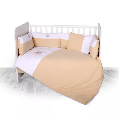 Lichidare de Stoc - Set lenjerie pat 15 piese, Jersey, 60x120 cm, cu broderie, Za Za Caffee Latte, bebelorelli.ro