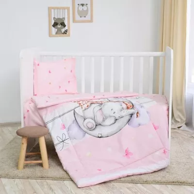 Set lenjerie pat 4 piese, bumbac ranforce, Butterflies Pink