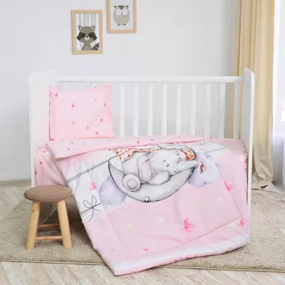 Set lenjerie pat 4 piese, bumbac ranforce, Butterflies Pink