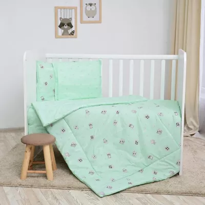 Set lenjerie pat 4 piese, bumbac ranforce, Friends Green