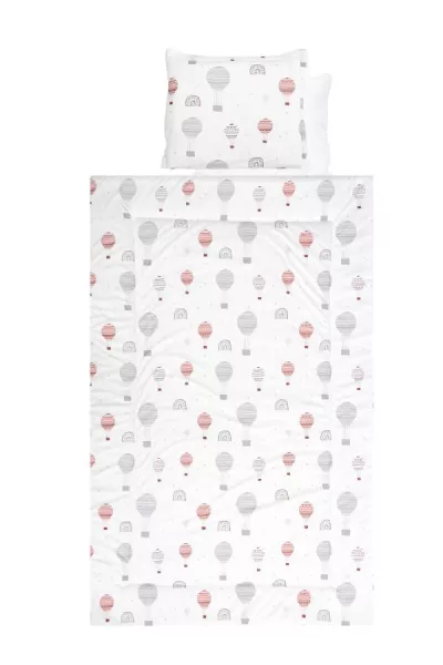 Set lenjerie pat 4 piese, bumbac ranforce, Grey Baloons