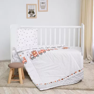 Set lenjerie pat 4 piese, bumbac ranforce, Grey Train