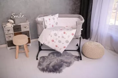Set lenjerie pat 5 piese, bumbac ranforce, Eva, Little Bear Grey
