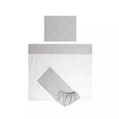 Lenjerii patuturi copii - Set lenjerie pat 60 x 120 cm Tiny Dream, 3 piese, bumbac ranforce, Bear Grey, bebelorelli.ro