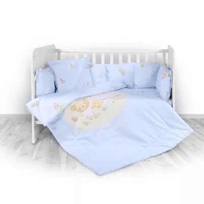 Set lenjerie pat 7 piese, Lily, bumbac ranforce, Bear Party Blue