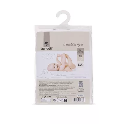 Set scutece 4 piese, flanel si muselina, White