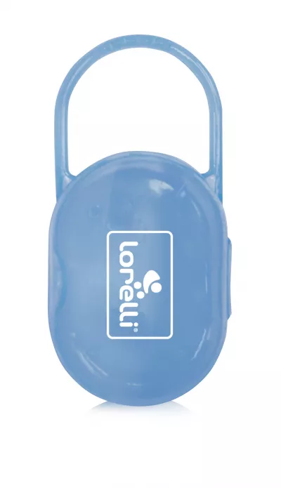 Accesorii igiena - Suport transparent cu maner pentru 2 suzete sau tetine, Blue, bebelorelli.ro