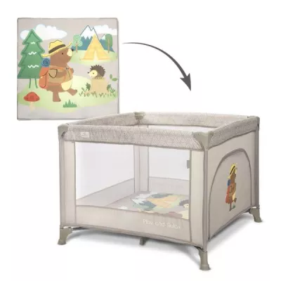Tarc de joaca Play N Relax, 100x100x75 cm, deschidere laterala cu fermoar, geanta de transport, Beige Camping